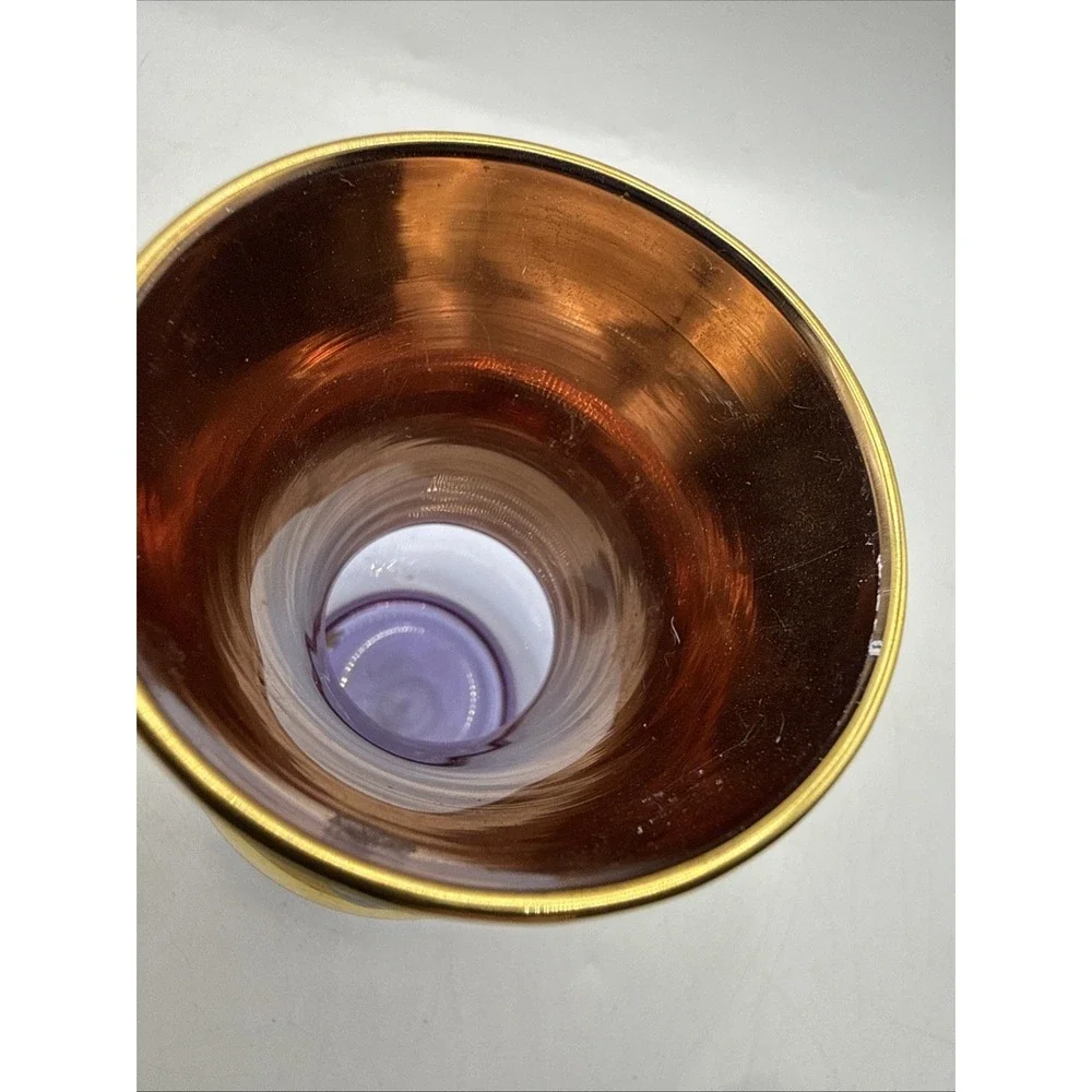Murano Lavender Venezia Glass Hand Painted Enamel Gold Gilt  Vintage Vase  3